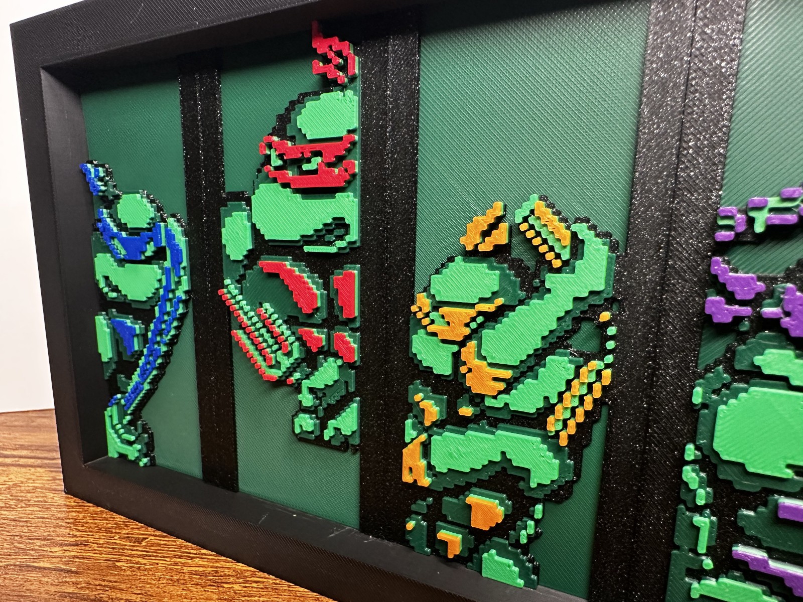 Teenage Mutant Ninja Turtles NES Wall Art • 3D Character Lineup • Retro Gaming
