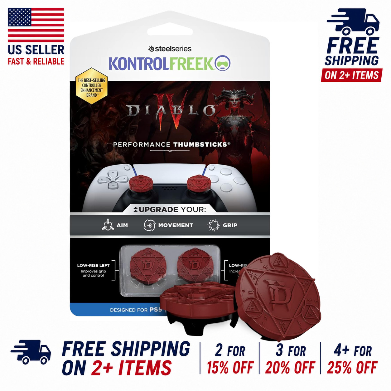 KontrolFreek FPS Thumbsticks for PS4/PS5 – Diablo IV – Ships Fast