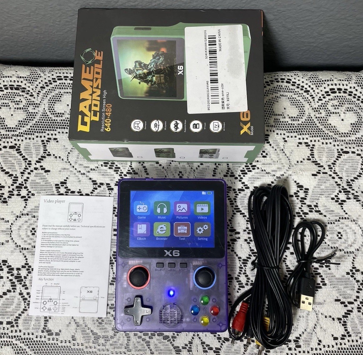 X6 Handheld Game Console Purple TV DC Music Movie E-book Photo Game Recording