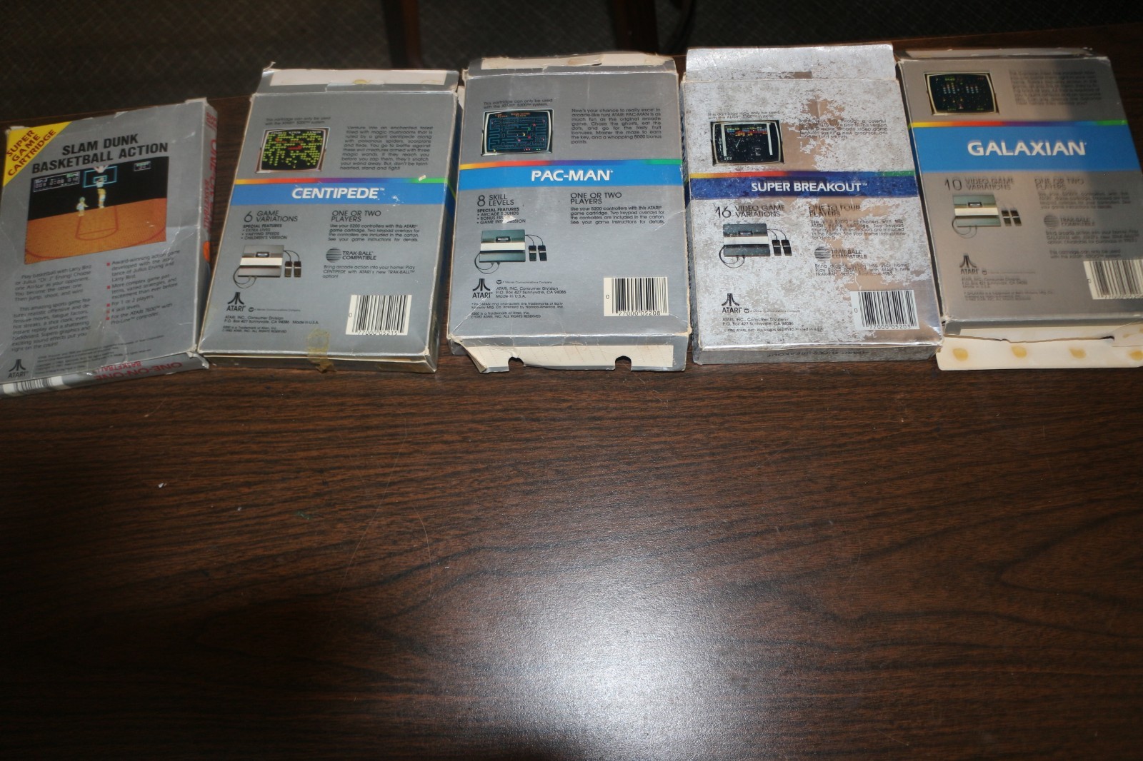 Atari 5200/7800 5 Boxed Game Lot Super Breakout Pacman Centipede Galaxian One On