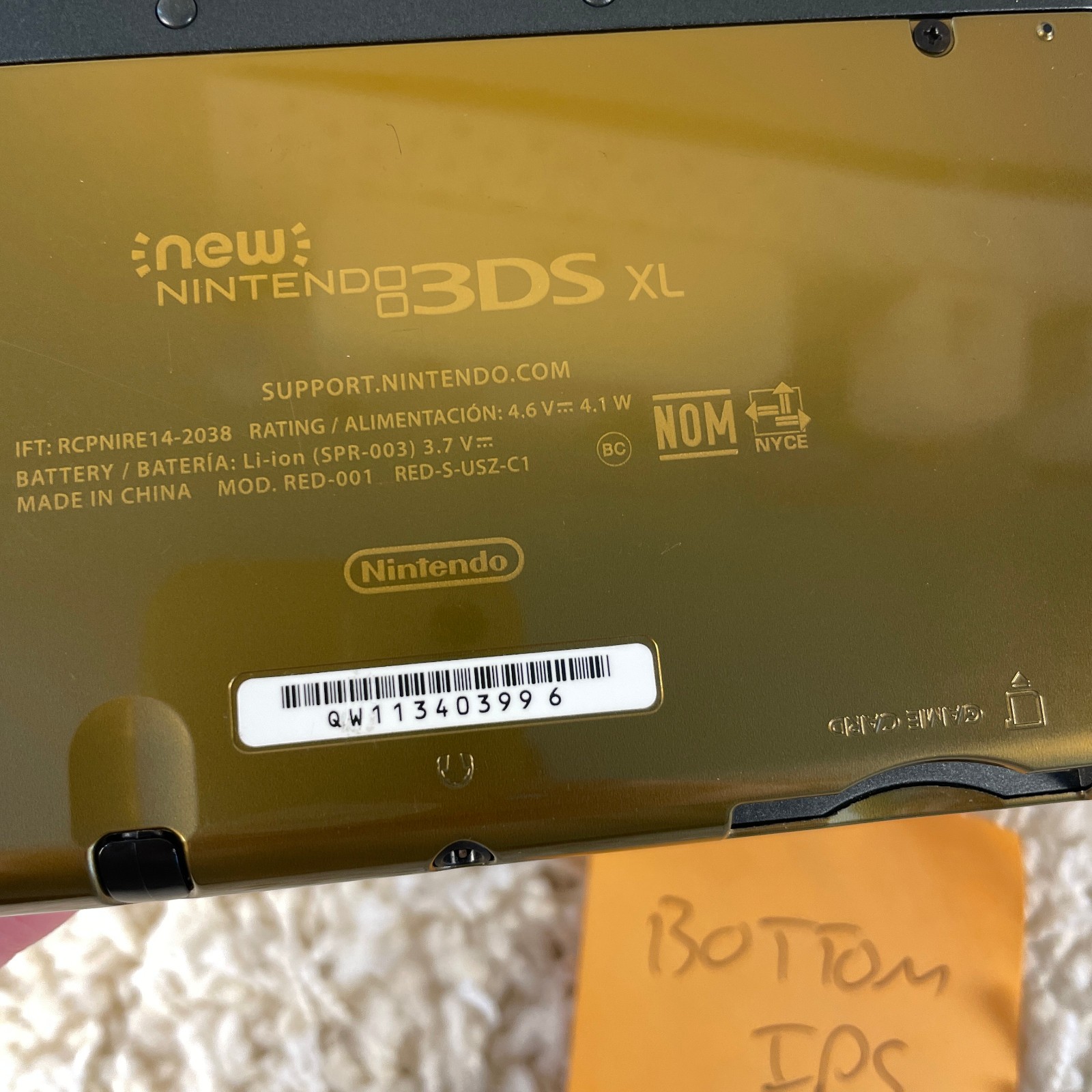 Nintendo New 3DS XL Zelda Hyrule Edition Handheld System RED-001 BOTTOM IPS