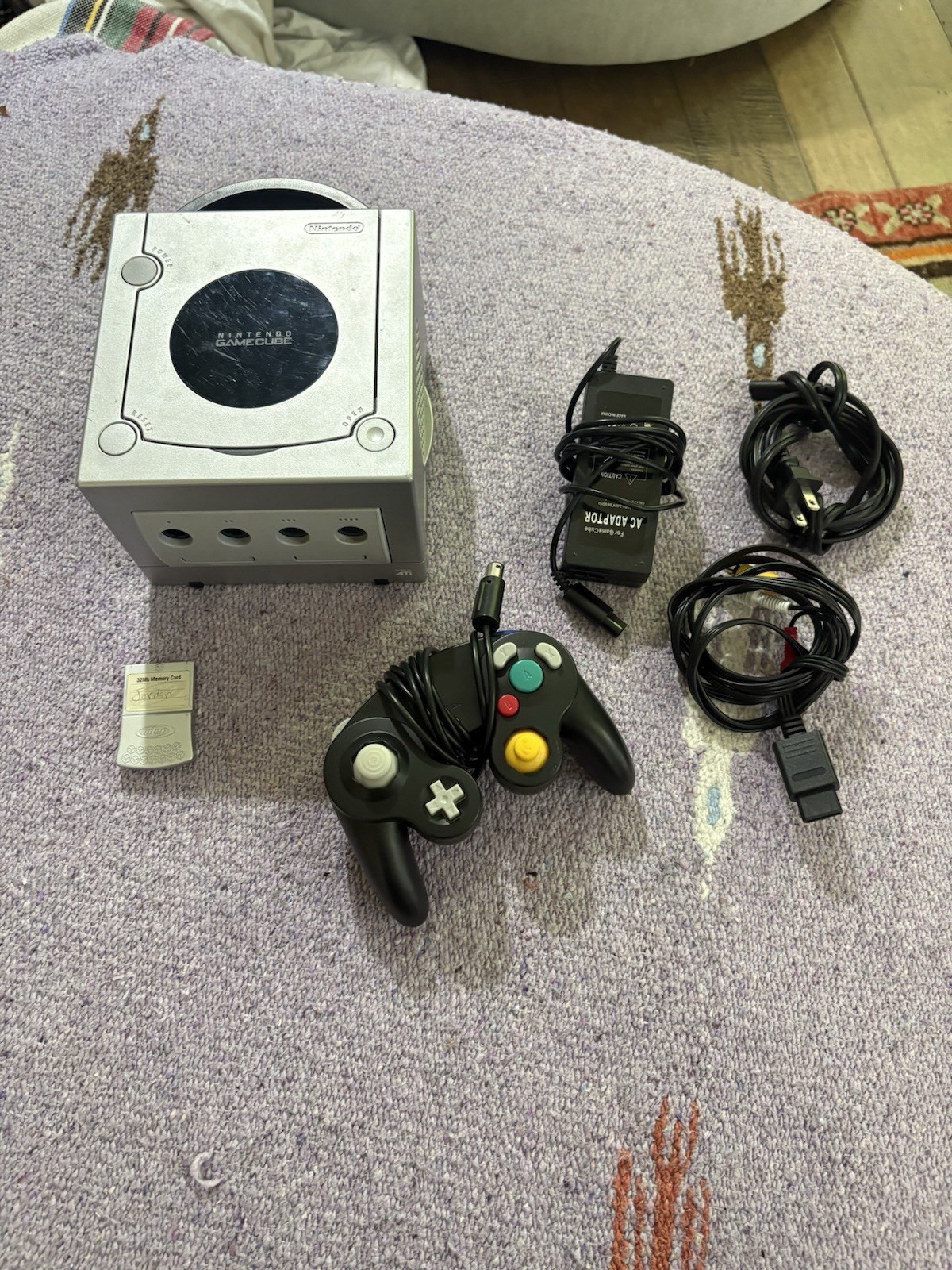Nintendo GameCube Silver Console Bundle w/ Controller, Cables, Memory Card