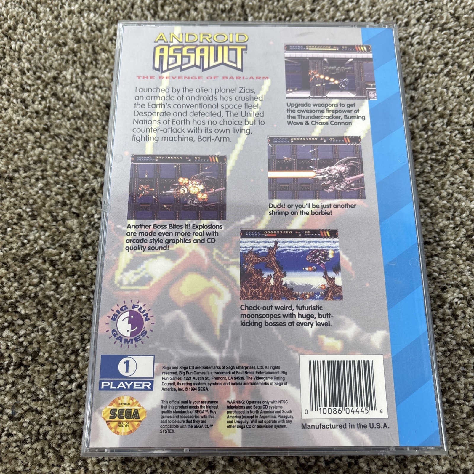 Android Assault: The Revenge of Bari-Arm (Sega CD) Complete w/ REG, SUPER Mint!
