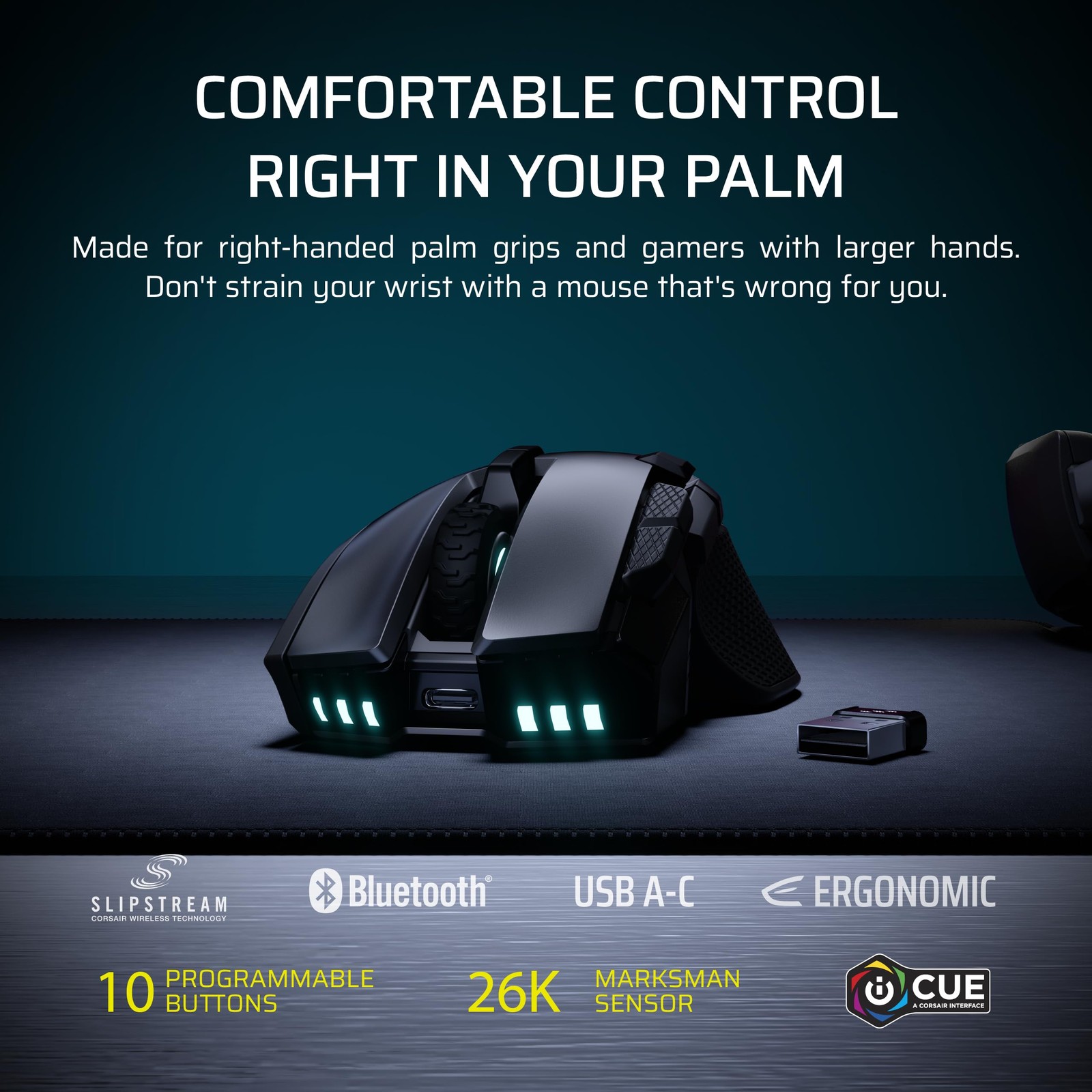 Corsair Ironclaw Wireless Se Gaming Mouse 26000 Dpi Ergonomic Design For Larger