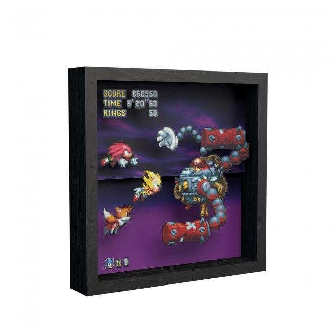 Pixel Frame Sonic Mania Heroes vs Dr Eggman 9×9 inches Shadow Box Art
