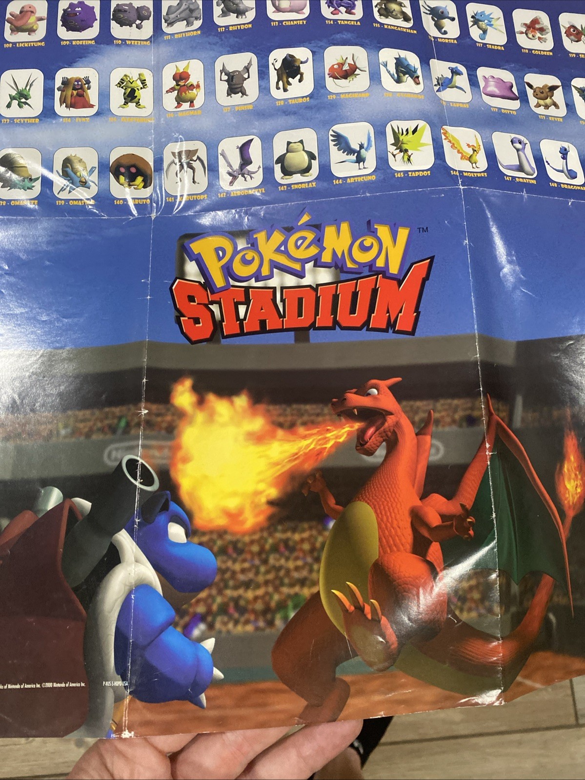 Vintage 2000 Pokemon Stadium Nintendo 64 Used Poster Promo RARE (31×20)