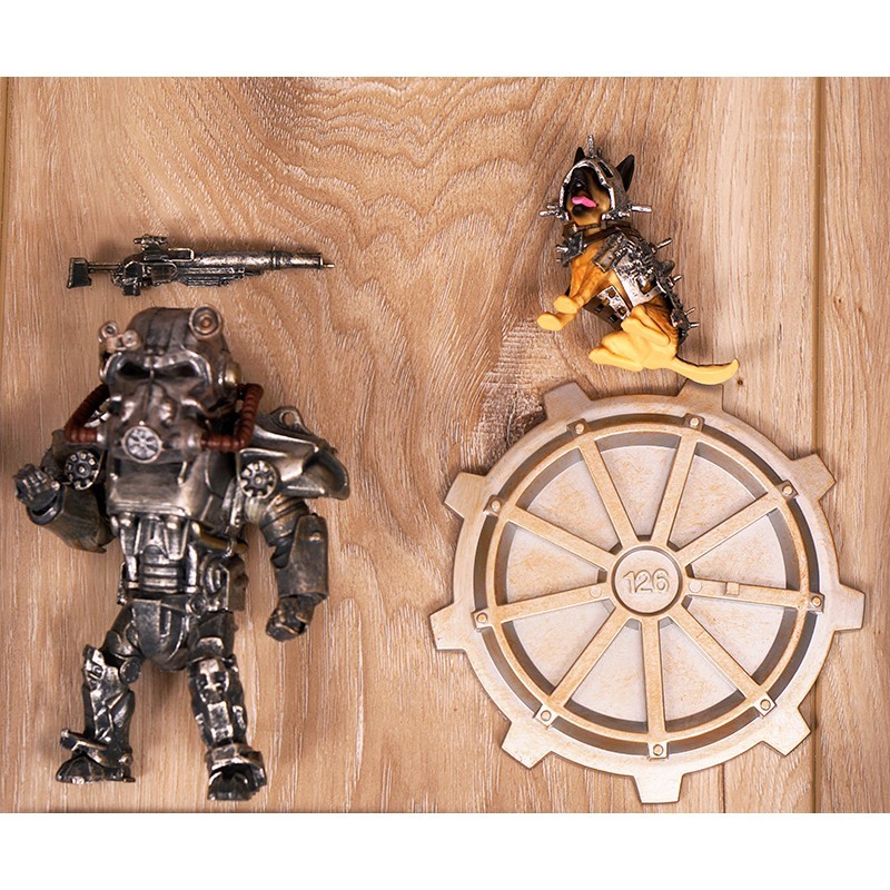 COMPLETE SET! Fallout Build-a-Figure Power Armor & DOG DOGMEAT & GUN Lot of 7
