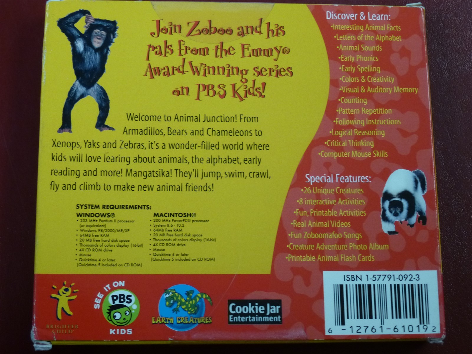 Video Game PC Zoboomafoo Animal Alphabet Discover animal a to z NEW SEALED