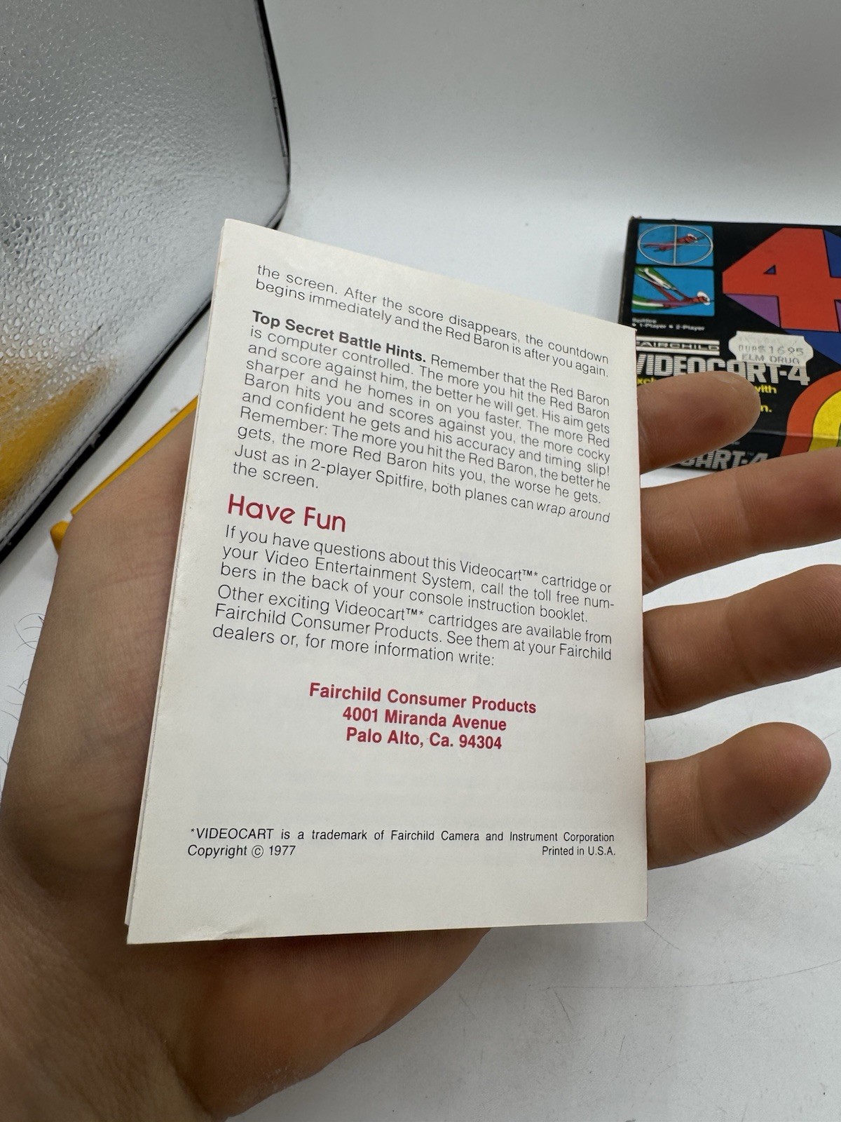 Fairchild Channel F Videocart #4 – Spitfire – CIB Tested Working