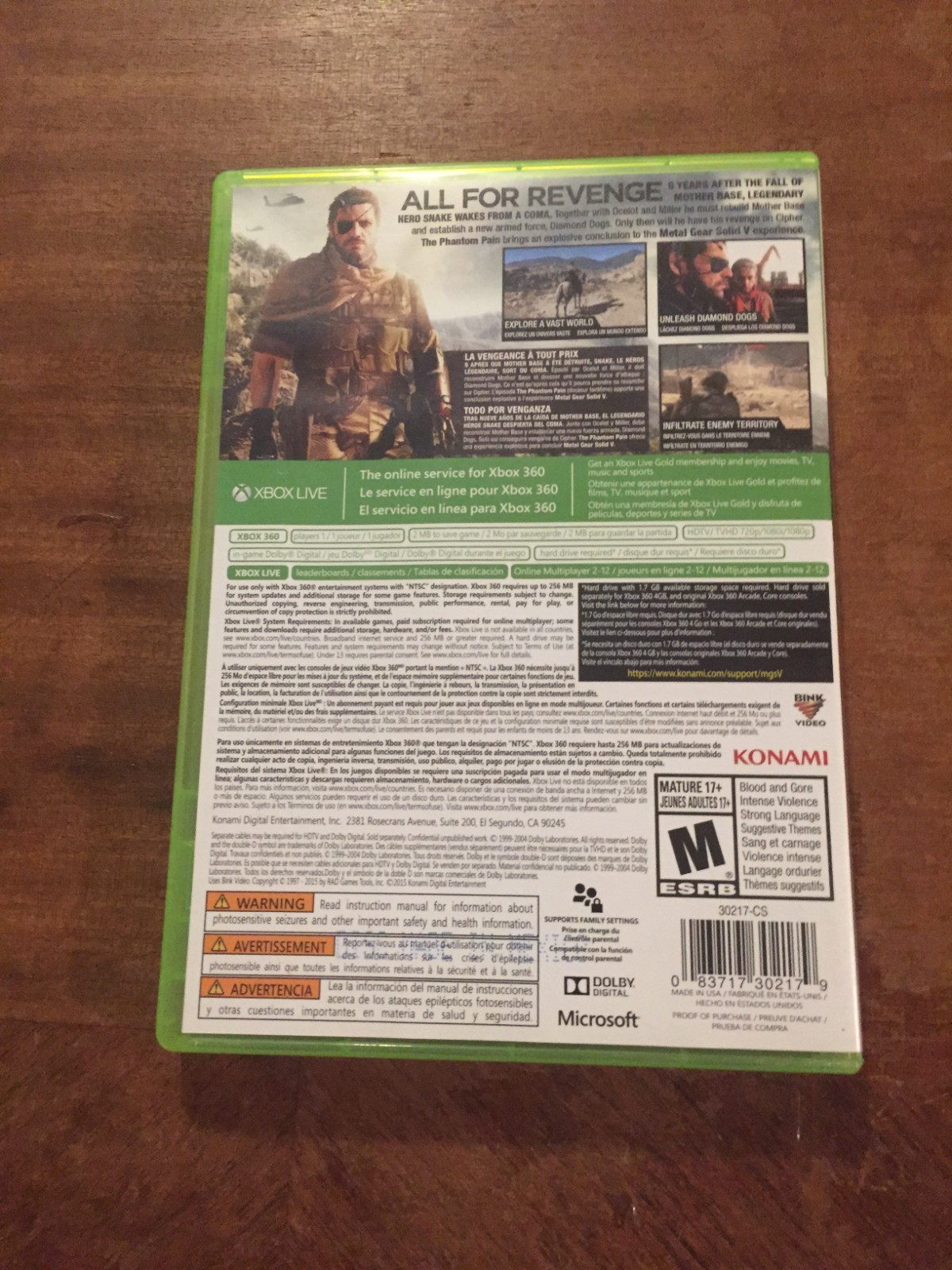 Xbox 360 Metal Gear Solid V: The Phantom Pain 2015