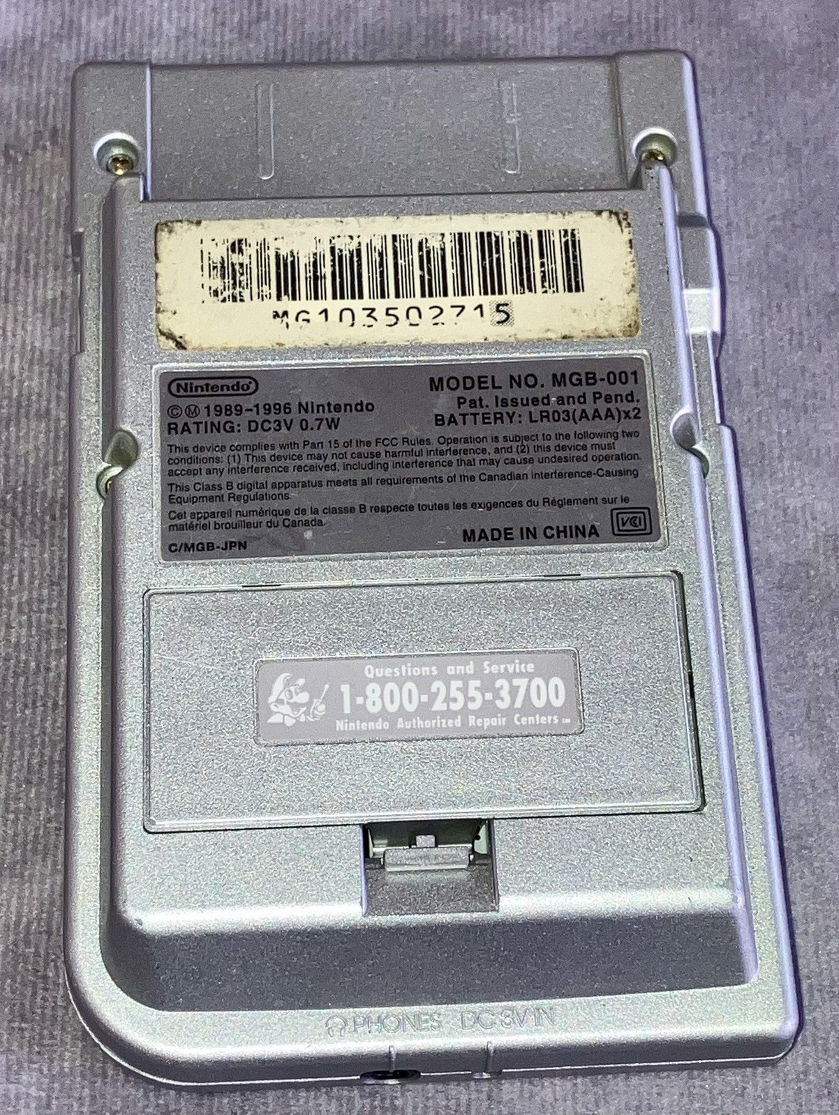 Nintendo Game Boy Pocket Silver Tested And Working Handheld Console MGB-001