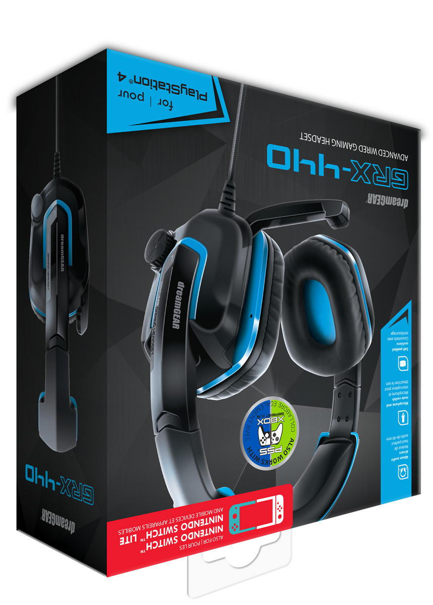 dreamGEAR GRX-440 Gaming Headphones Blue Black with Mic Wired