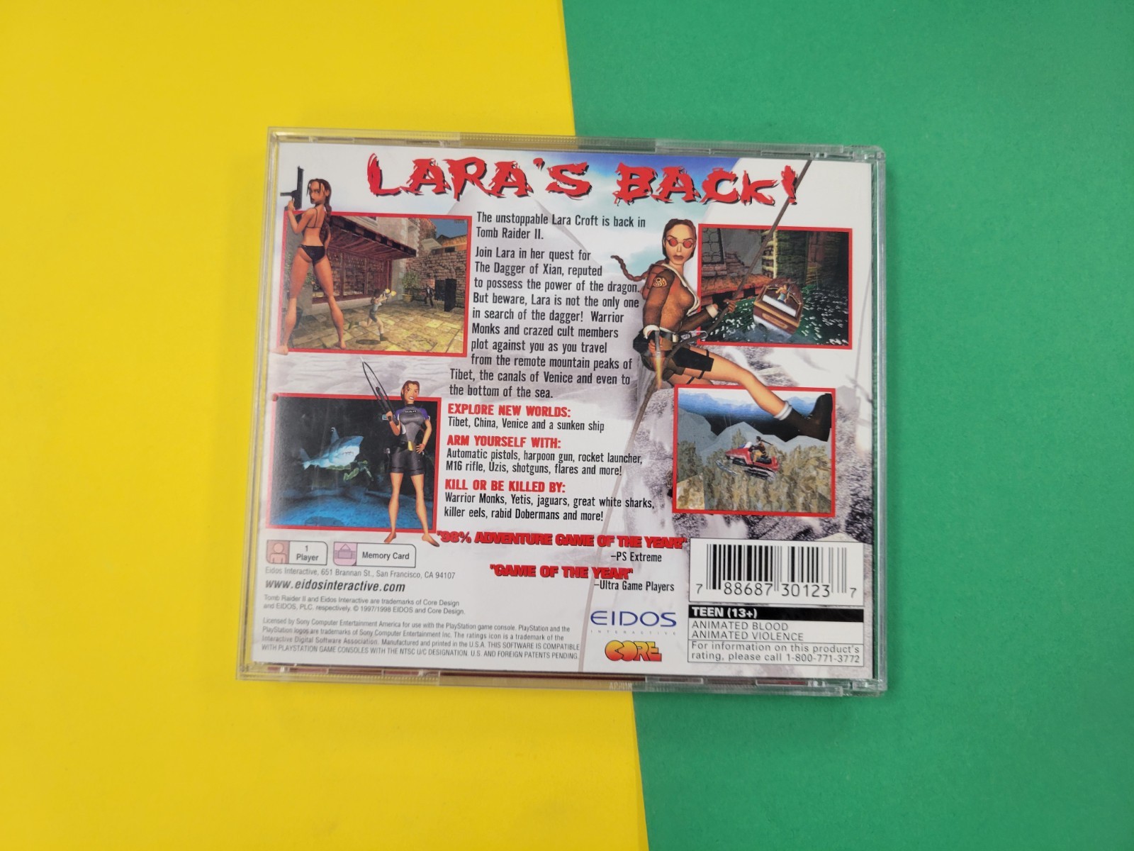 Tomb Raider II 2 Starring Lara Croft Playstation PS1 Case And Manual Cover Only