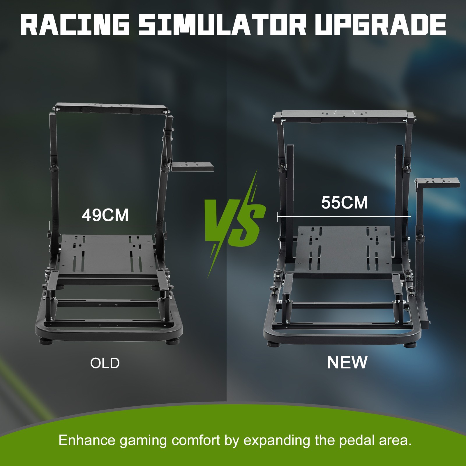 Hottoby Racing Simulator Cockpit With Black Seat & Monitor Stand Fits Logitech