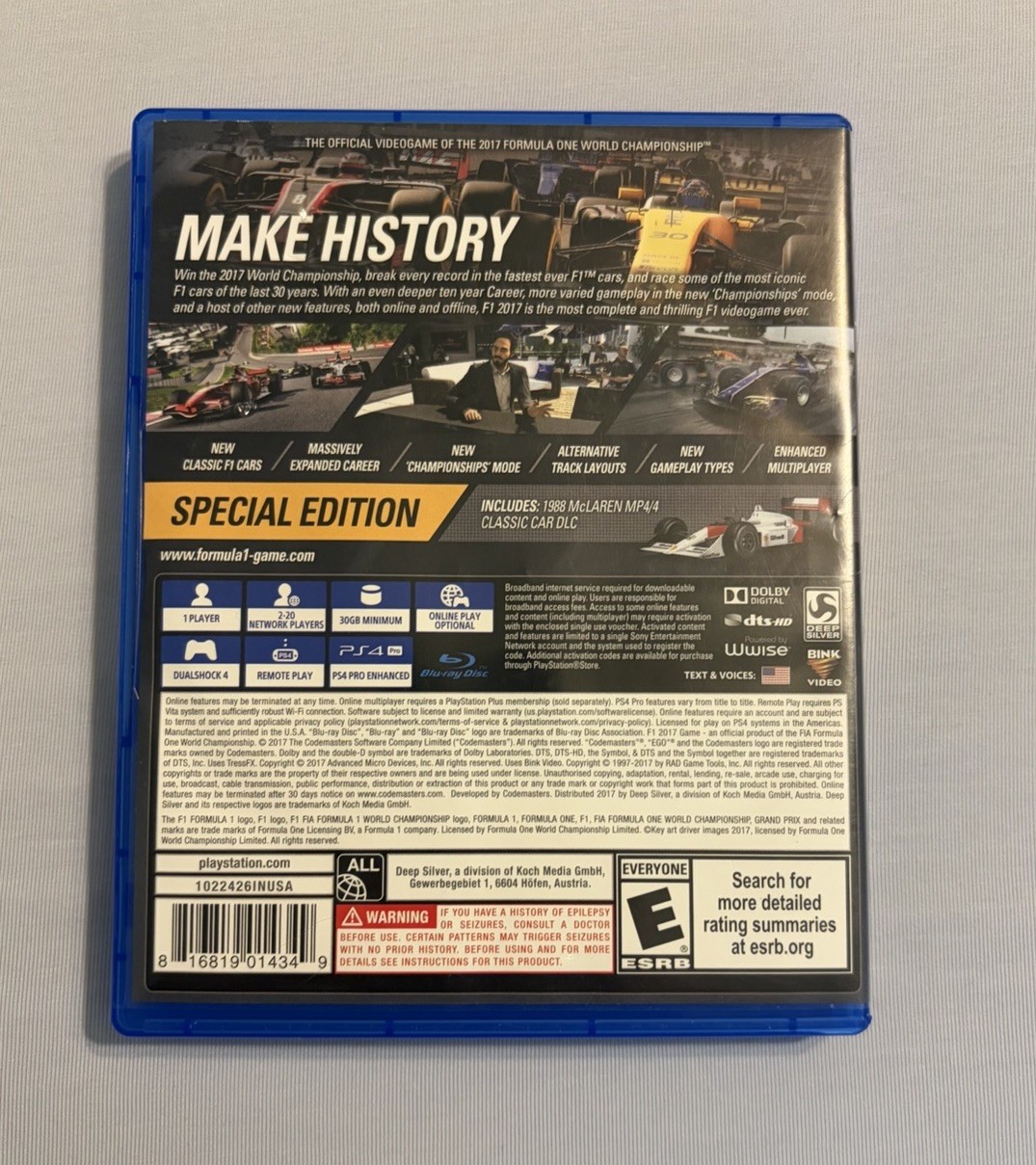 F1 2017 SPECIAL EDITION Sony PlayStation 4 COMPLETE Formula One 1 Racing CIB PS4