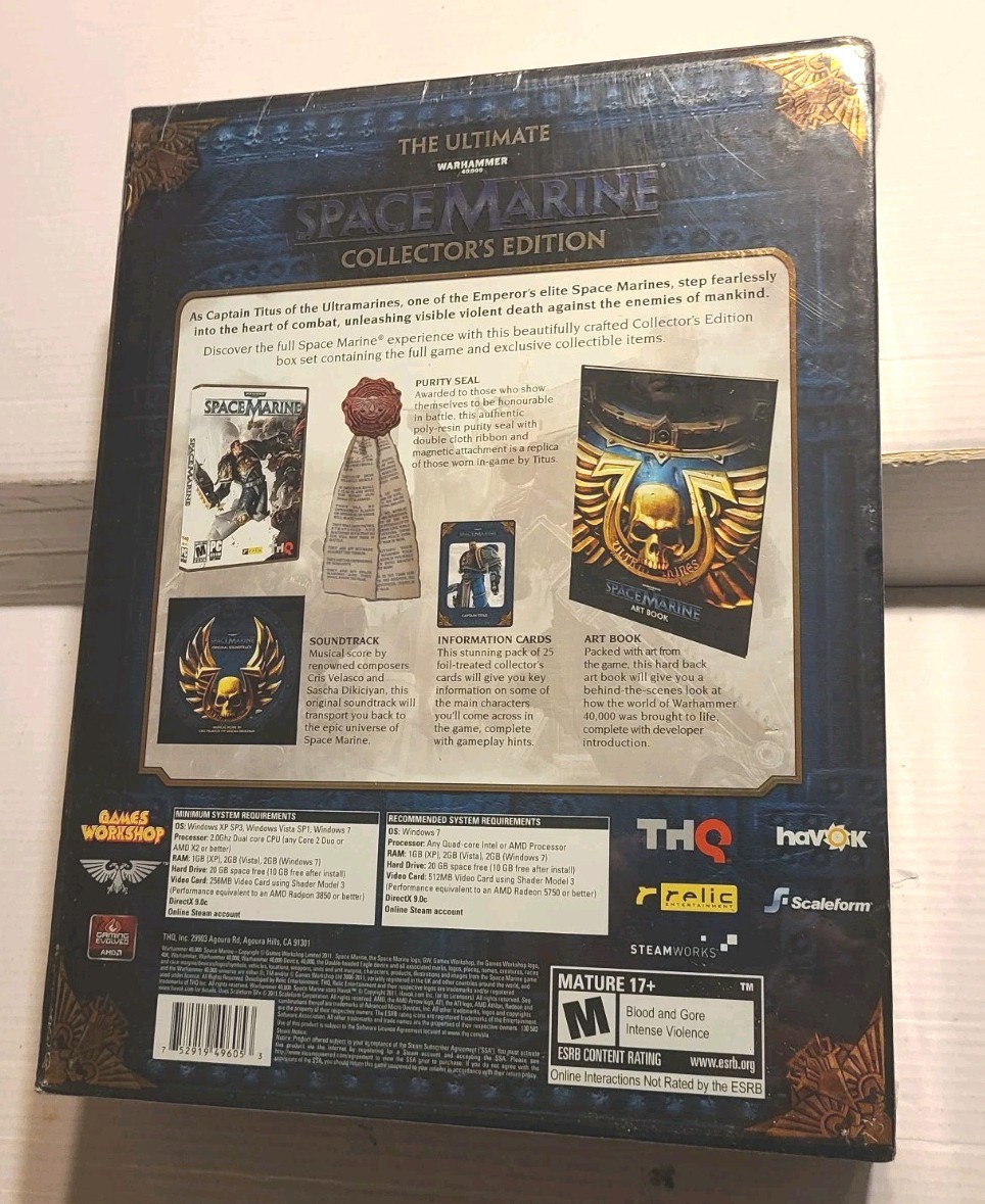 NEW SEALED 2011 Space Marine Warhammer 40,000 40K Collector Edition PC Game XP/7