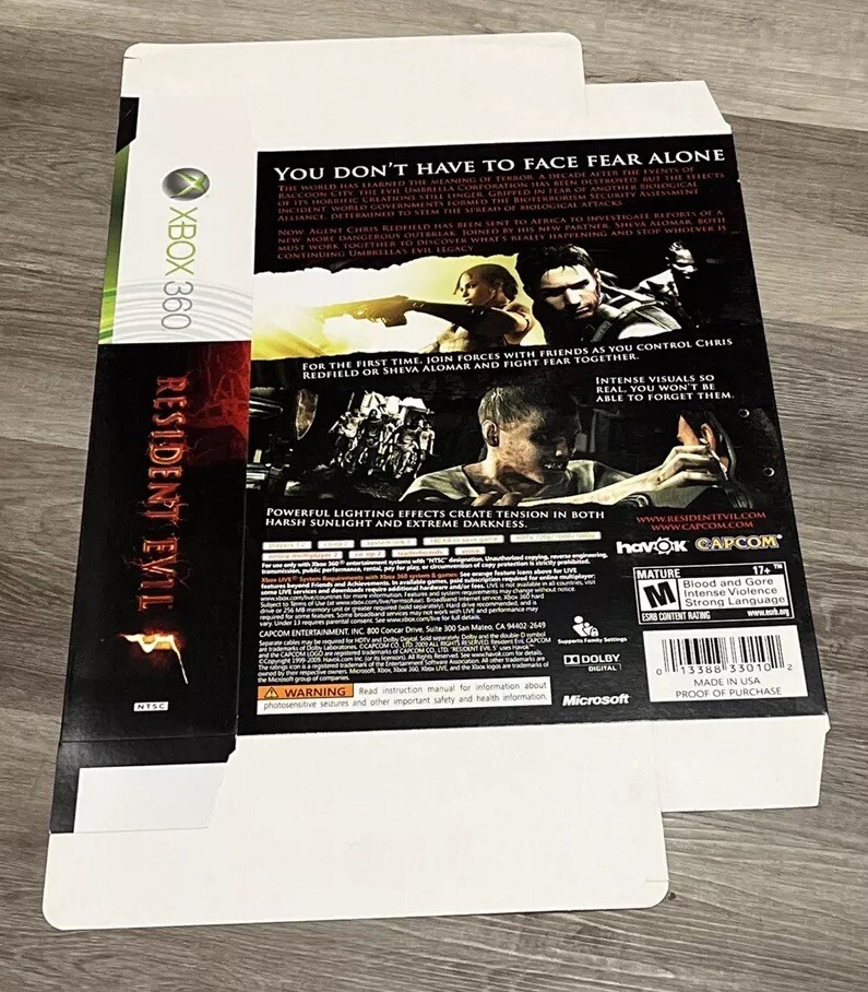 Resident Evil 5 Xbox 360 GameStop Promo Oversized Display Capcom Box Standee