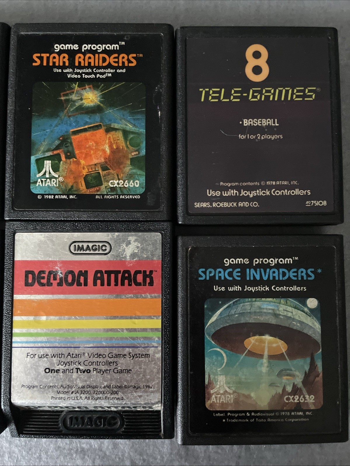 Lot Of 8 Atari Games – Word Zapper, Breakout, Demon Attack, Combat **Tested