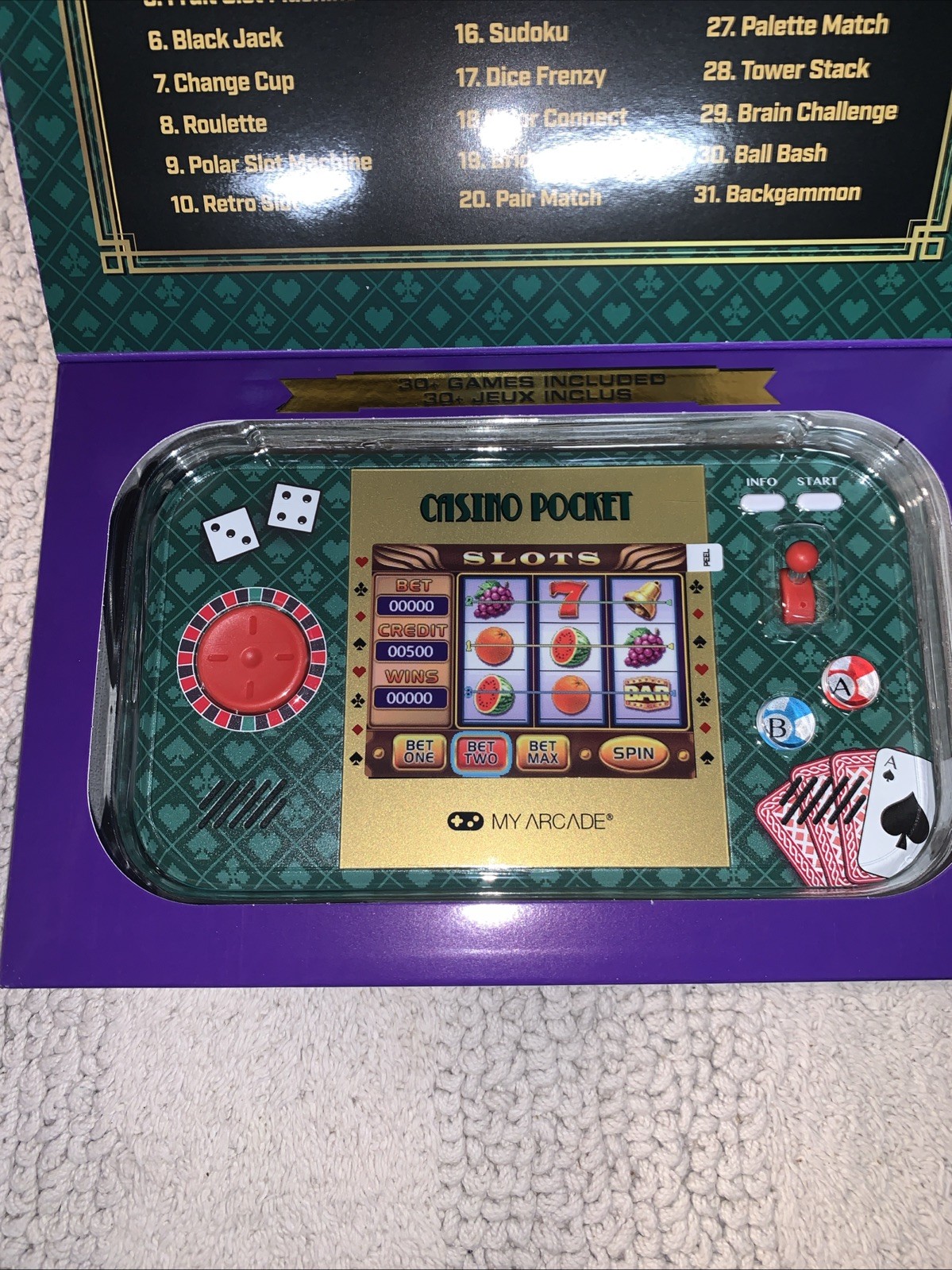 MY ARCADE POCKET PLAYER MAX PORTABLE GAMING SYSTEM OVER 30 Casino Style Games