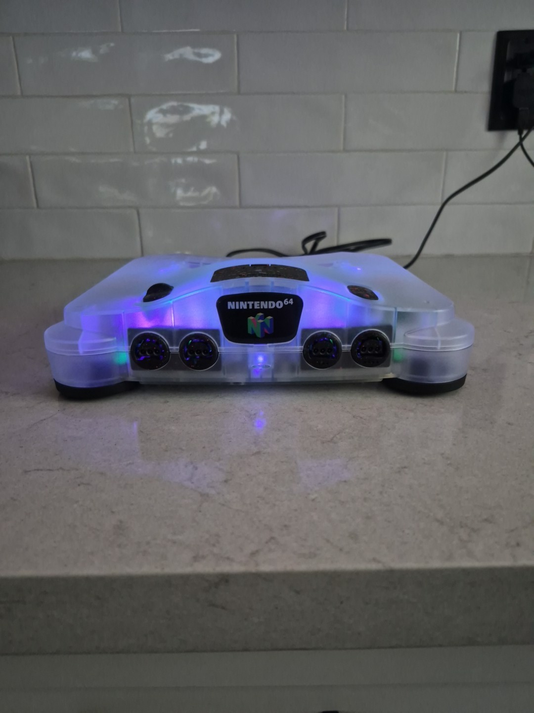 Custom N64 Translucent Shell W/ UV LEDs, Fan, Wireless Controller/ HDMI Adapters