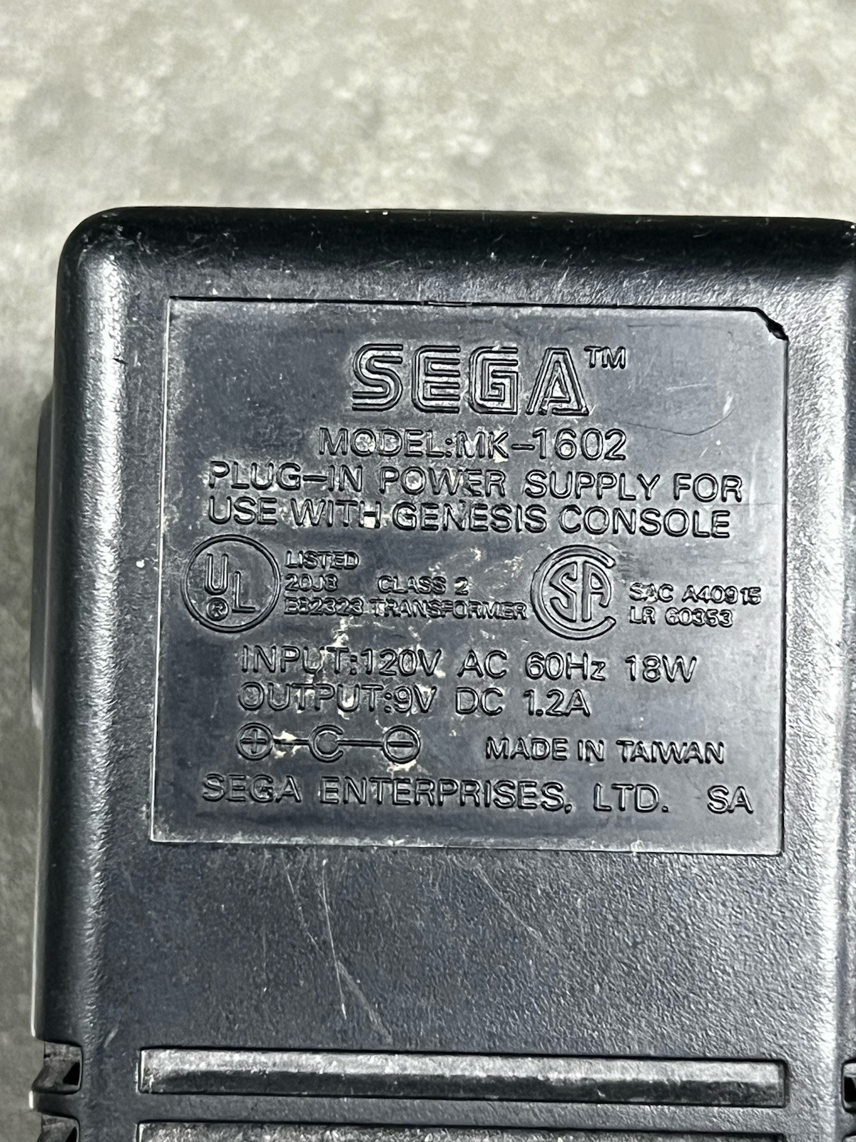 OEM Sega Model 1602 Plug In Power Supply for Genesis Console Tested Working
