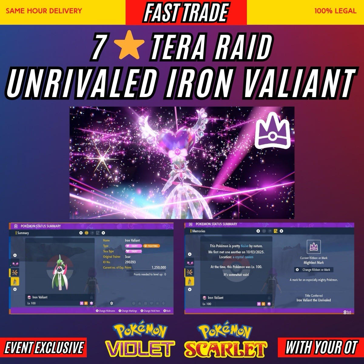 UNRIVALED IRON VALIANT⭐️ MIGHTIEST MARK⭐️ Untouched – Pokemon Scarlet And Violet