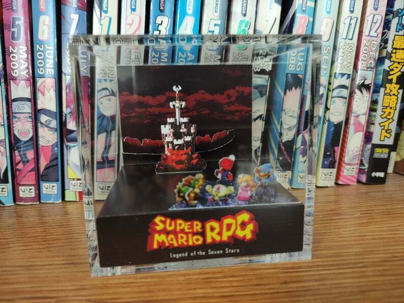 Super Mario RPG – Bowser’s Castle Handmade Diorama -Gameboy Gaming Cube-Fanart