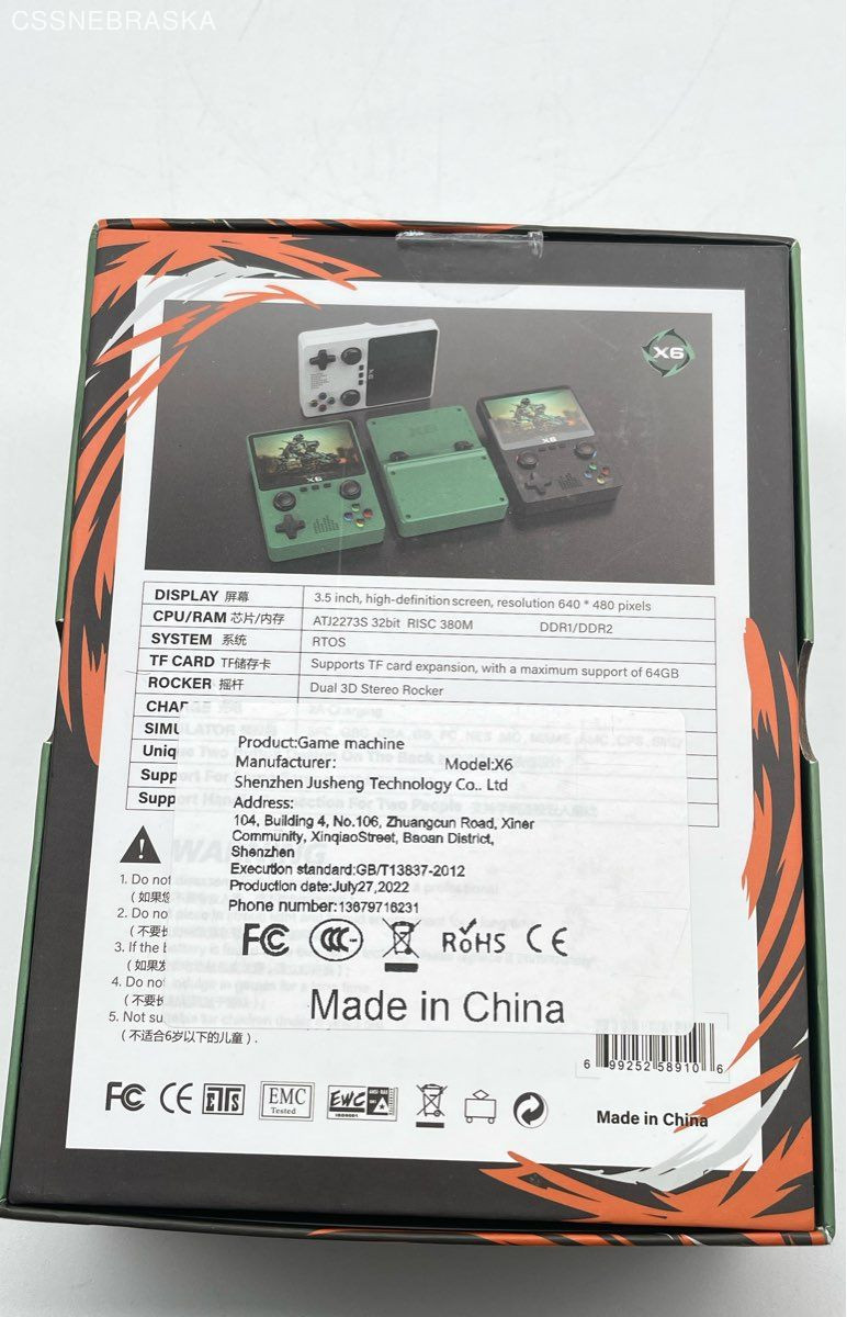 X6 3.5 Inch IPS Screen Handheld Game Players Dual Joystick 10000+ Game Retro