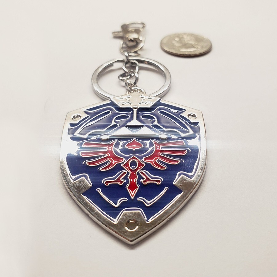Zelda keychain metal blue Hyrule shield backpack hanger clip accessory gift ▲▲▲