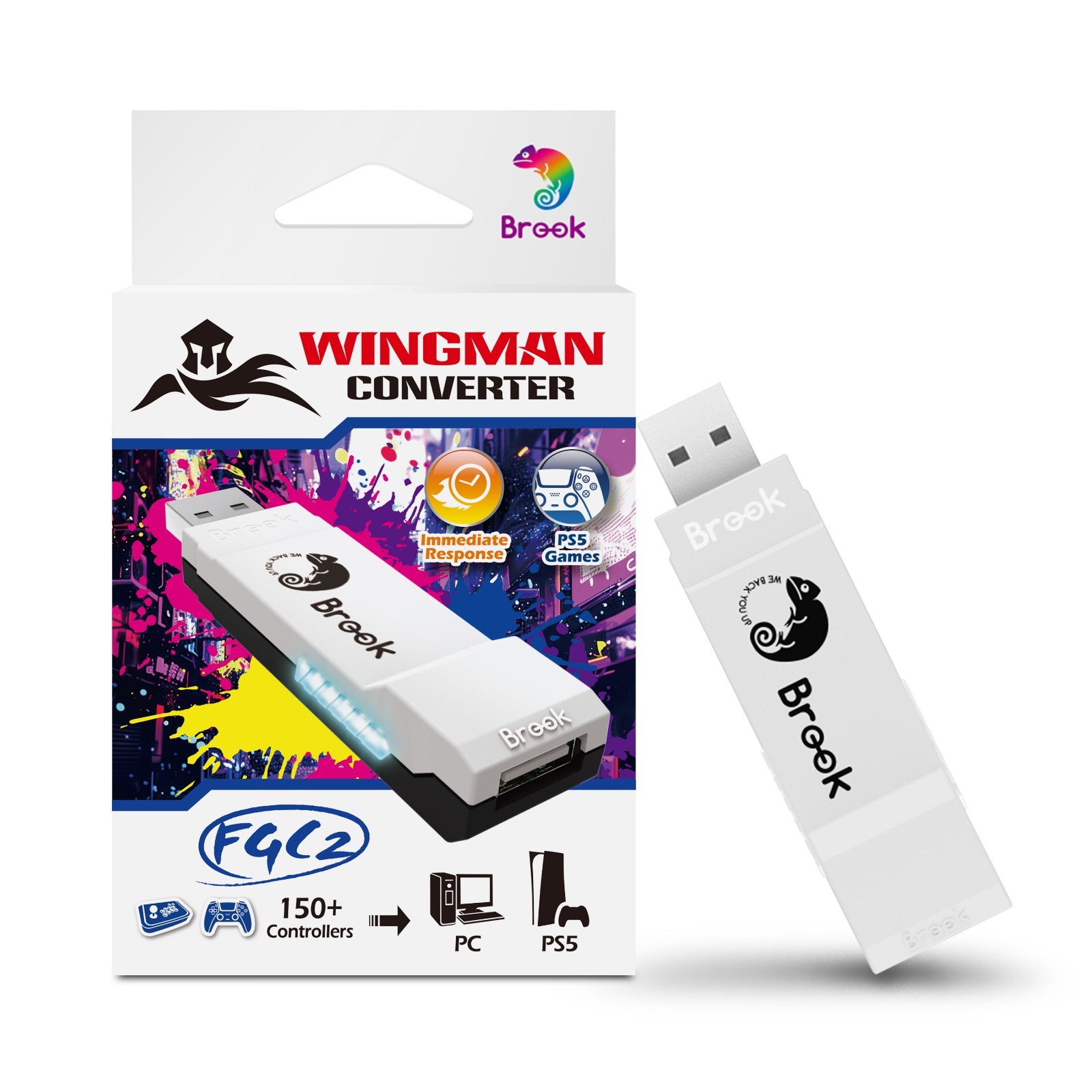 Brook Wingman FGC2 Converter Arcade Stick Adapter PS5 PS4 PC SF6 Tekken 8 NEW