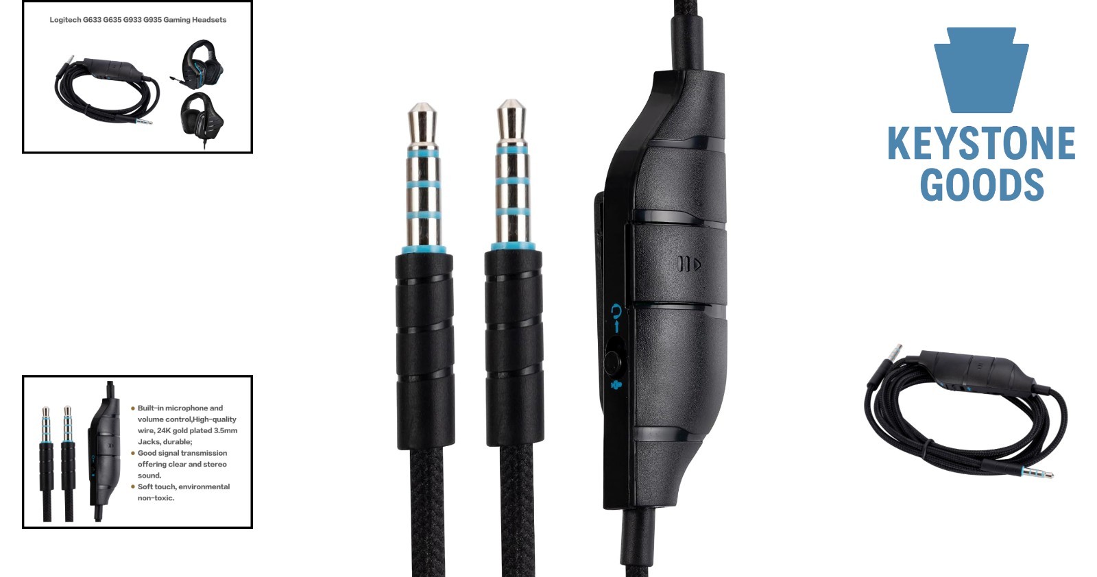 5ft Replacement Audio Cable for Logitech G633 G635 G933 G935 Headsets – In-Li…