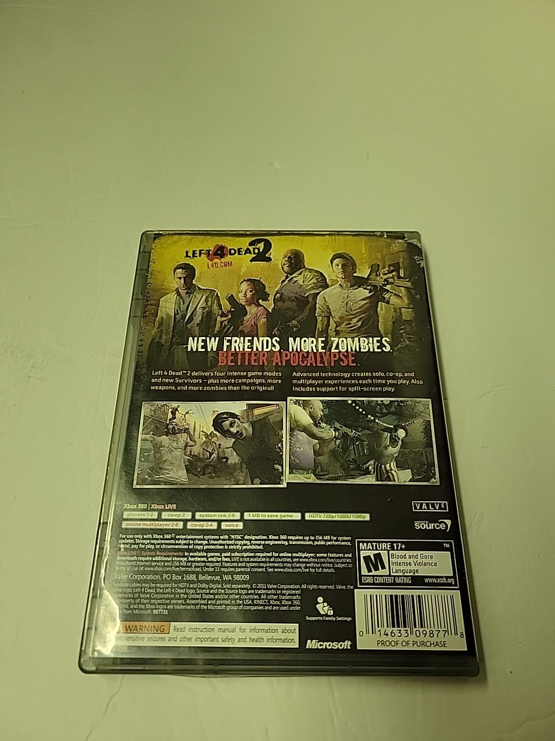 Left 4 Dead 2 (Microsoft Xbox 360, 2009) Platinum Hits CIB Complete W/ Manual