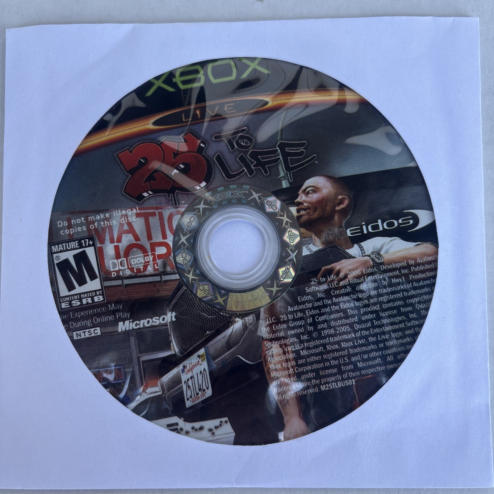 25 to Life Xbox DISC ONLY NO TRACKING *Tested*