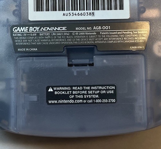 Nintendo Game Boy Advance Glacier Console AGB 001 Mad Cats Screen Mag Light