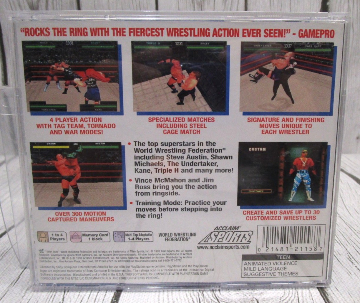 WWF Warzone War Zone Playstation 1 PS1 Black Label Complete w/ Reg Card