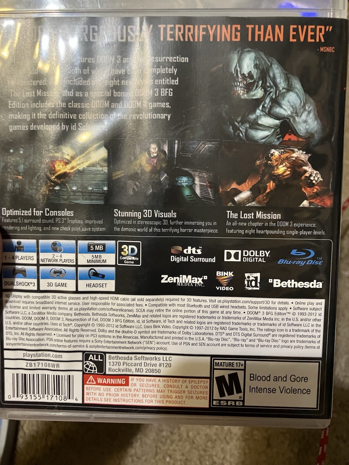 Authentic & Tested Doom 3 BFG Edition – Sony PlayStation 3, Cib, Works, Read