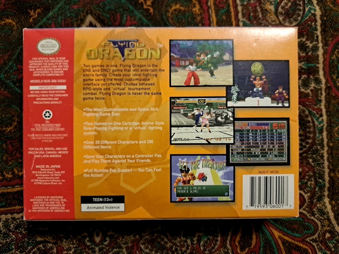 Flying Dragon (Nintendo 64, 1998) N64 Game & Box Authentic CLEANED & TESTED