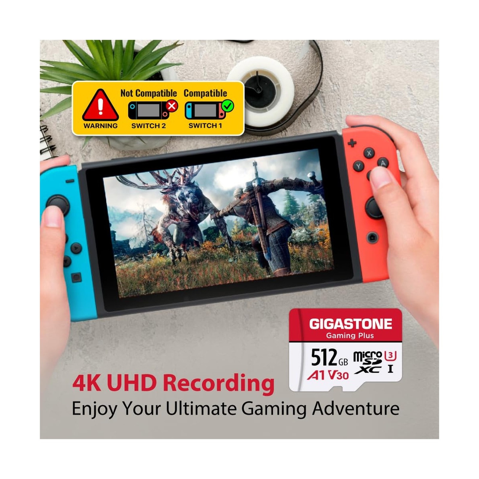 【for Switch 1 Only】 GIGASTONE 512GB Micro SD Card with USB C Card