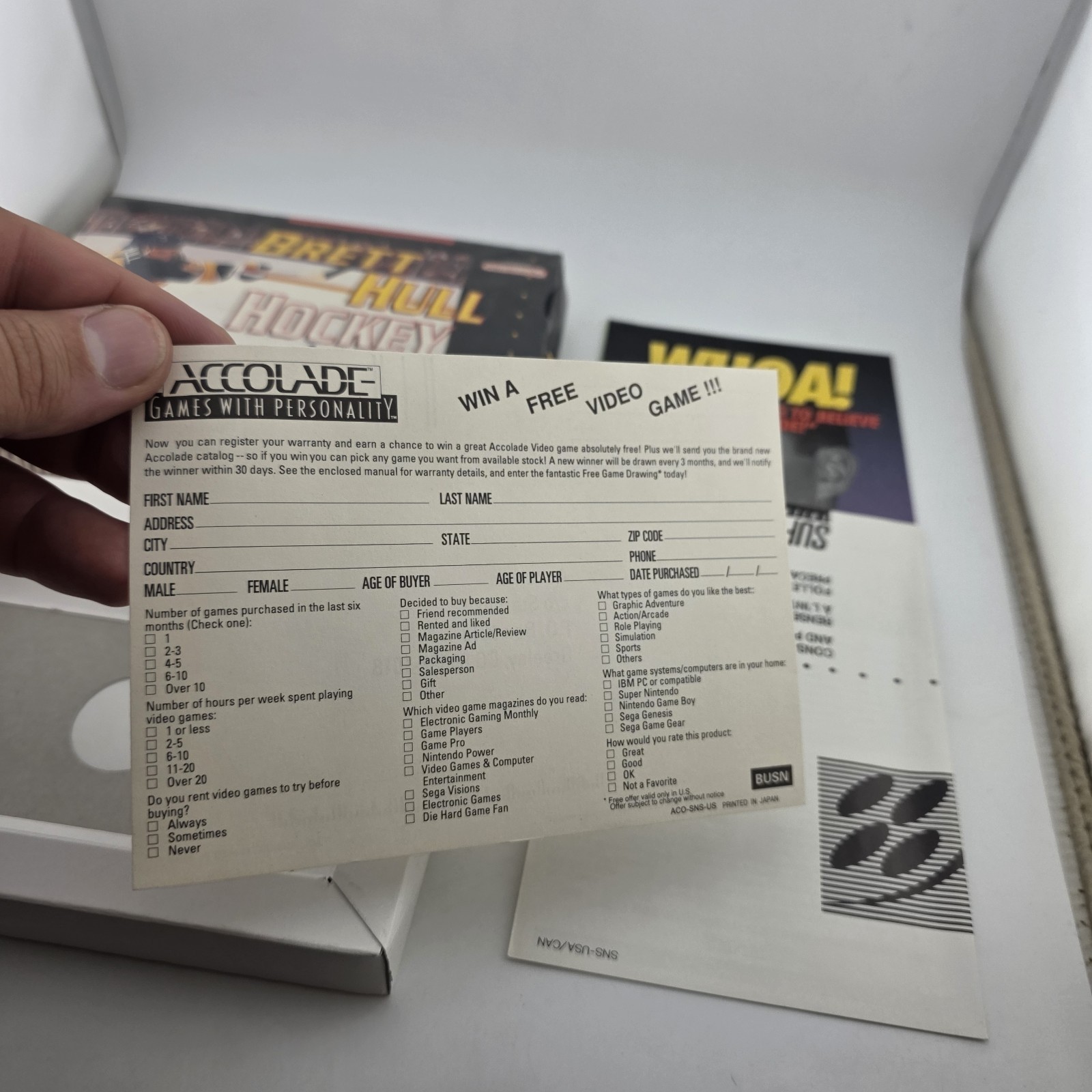 Brett Hull Hockey – Box With Reg Card – Super Nintendo SNES – Shrink (No Game)