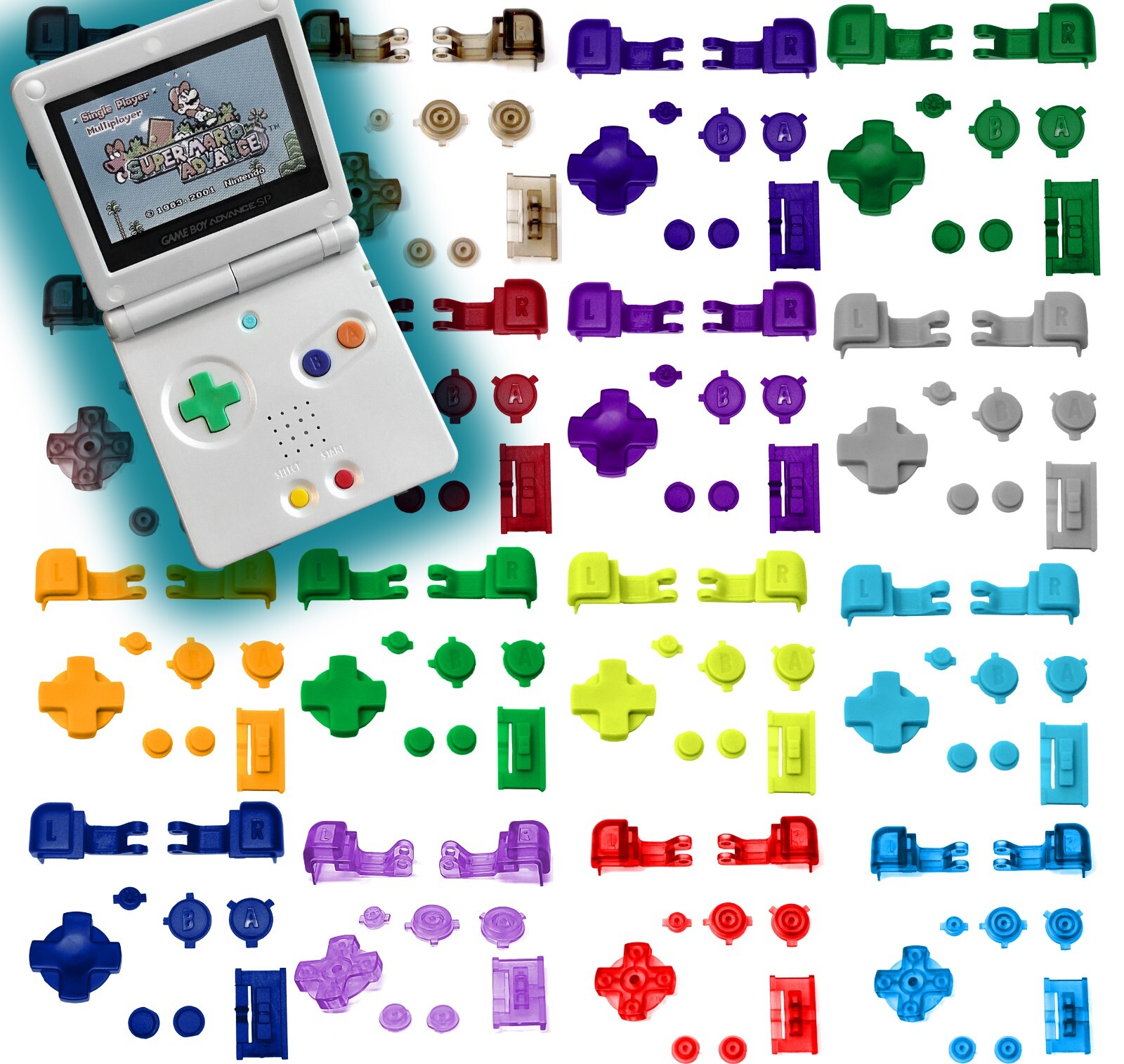 New Replacement Buttons Full Set Kit FOR Nintendo Game Boy Advance SP