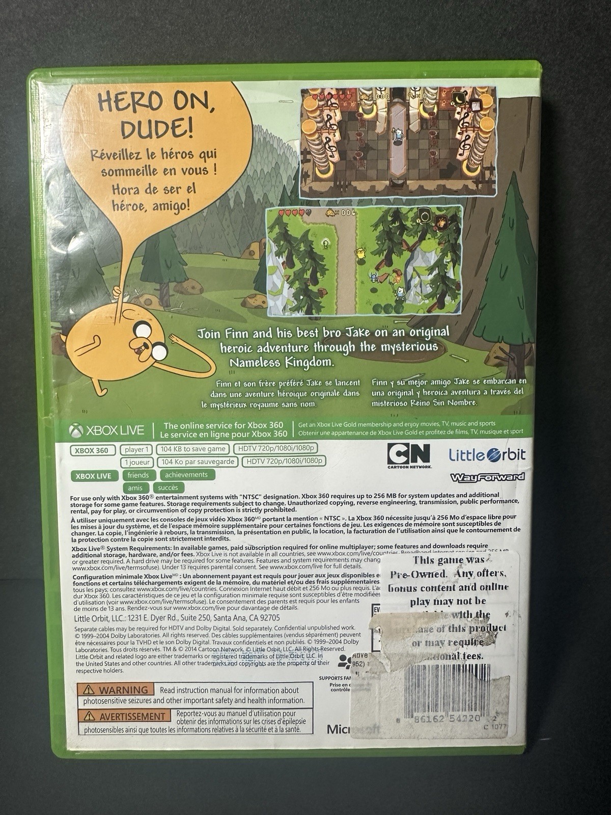 Adventure Time: The Secret of the Nameless Kingdom (Xbox 360, 2014) Disc & Case