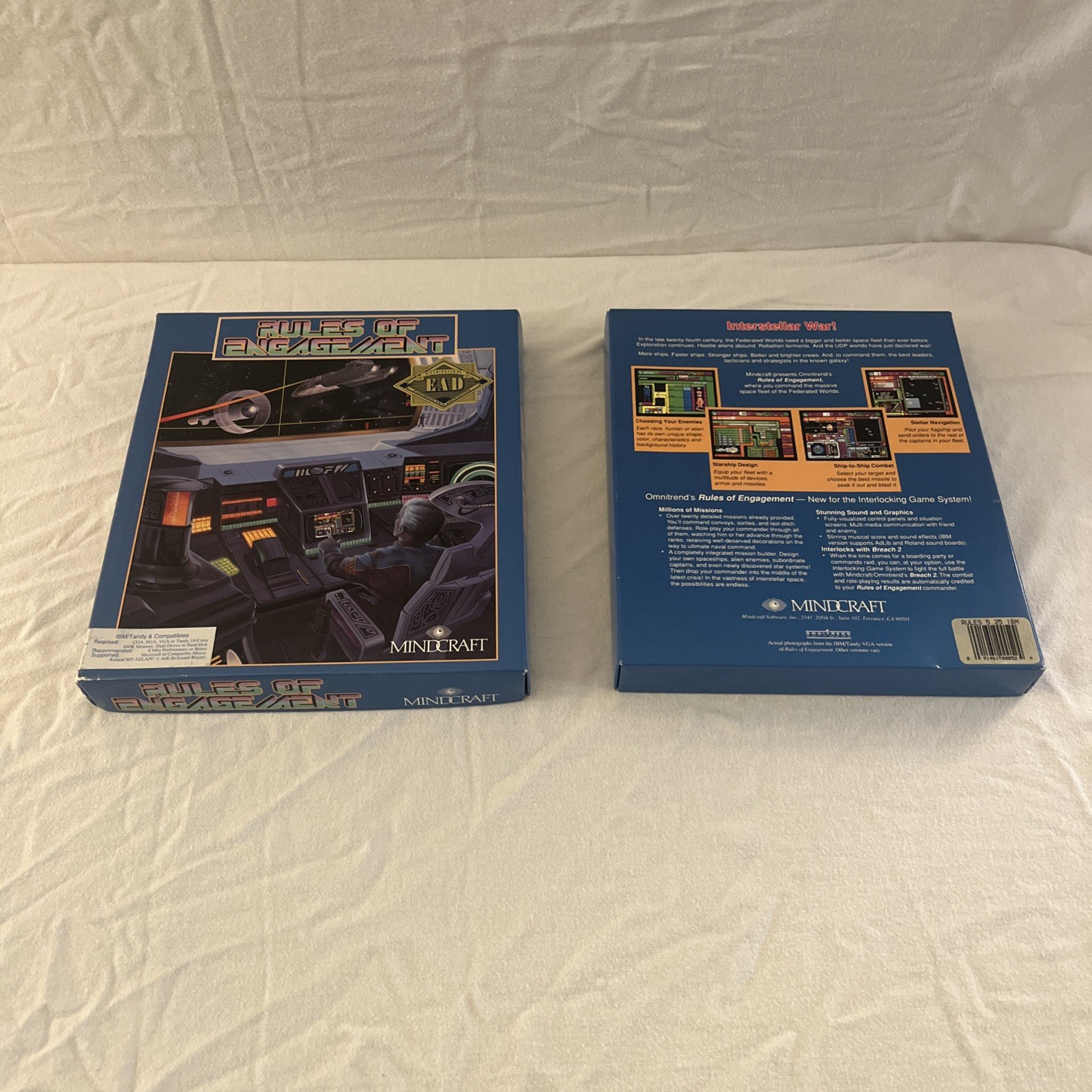 Vintage 1990 Mindcraft Rules of Engagement IBM Tandy 2 Disc PC Game Complete