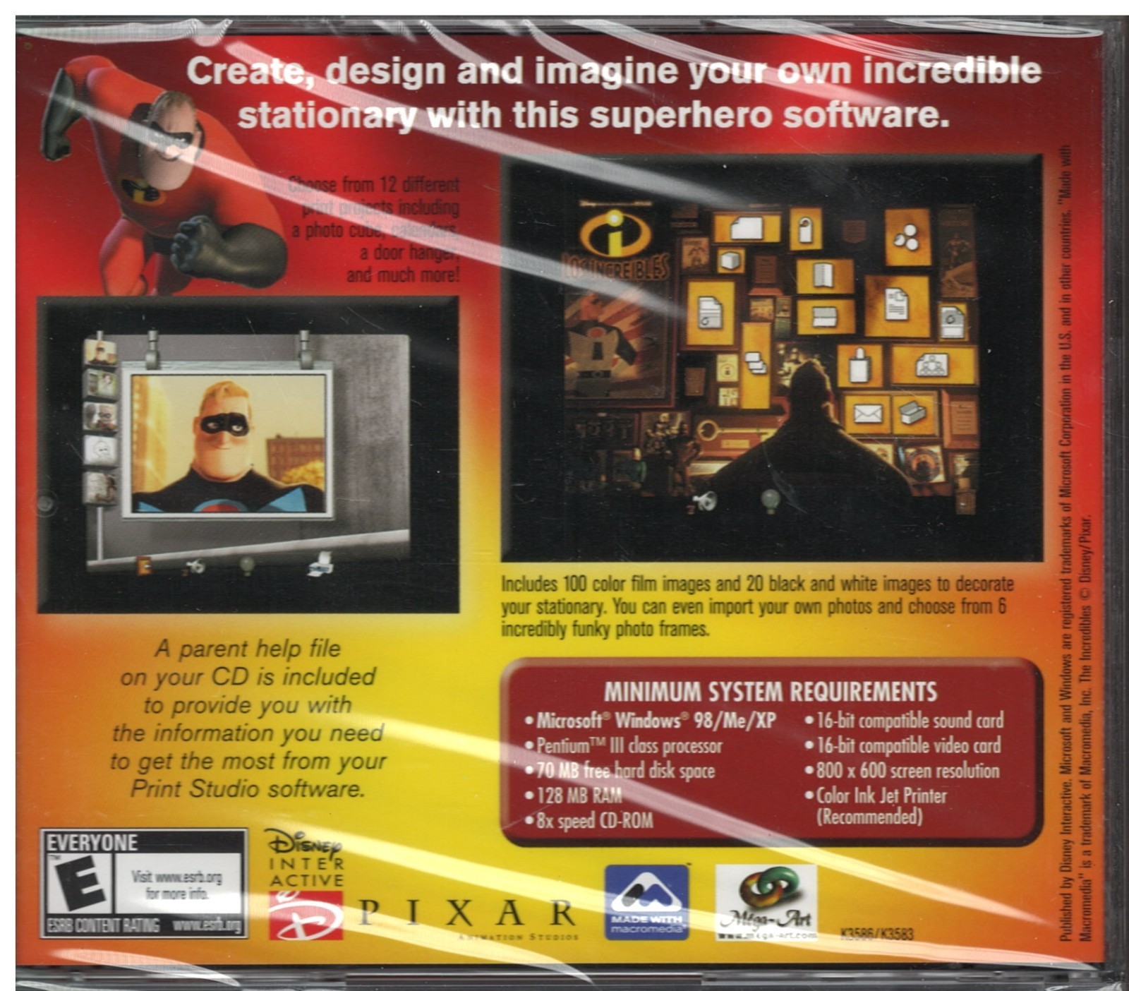 The Incredibles PC-CD ROM Print Studio NEW Factory Sealed Disney Pixar