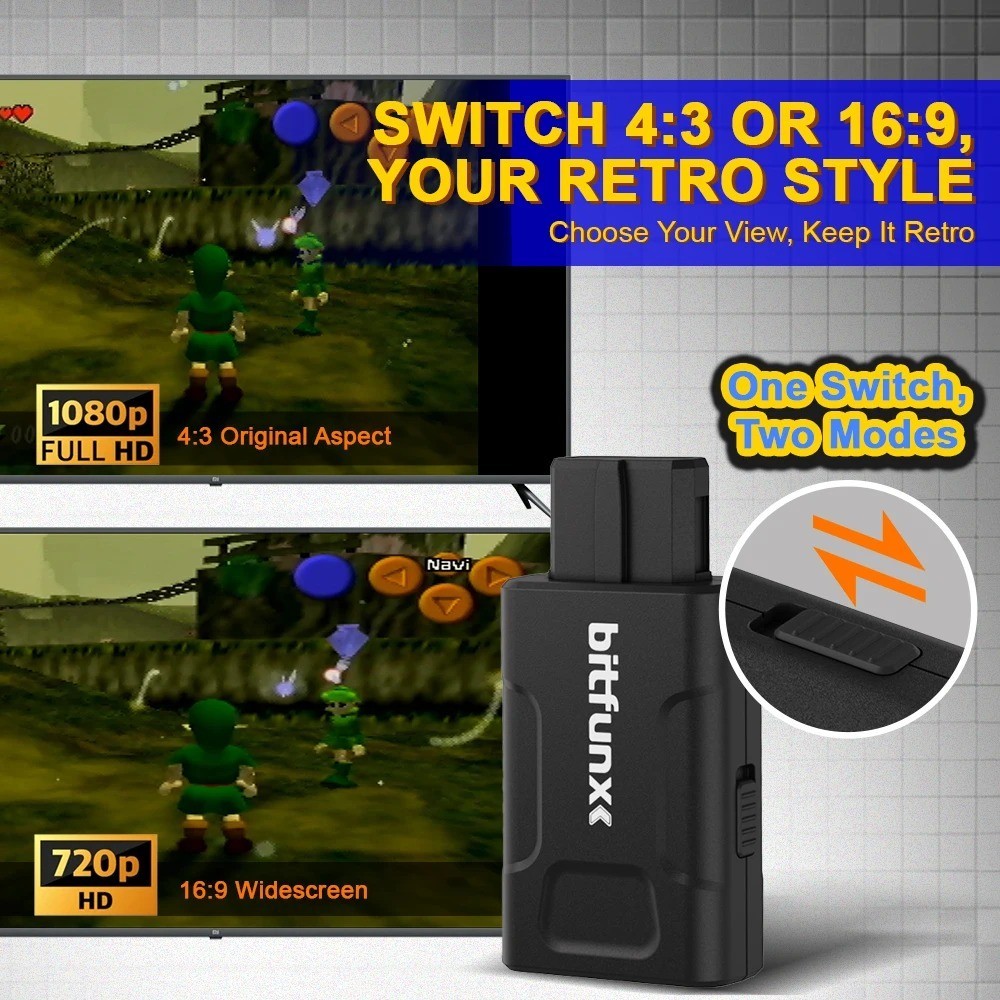 Bitfunx N64 HDMI Adapter 720P 1080P HD Converter Upscale N64 SNES SFC GameCube