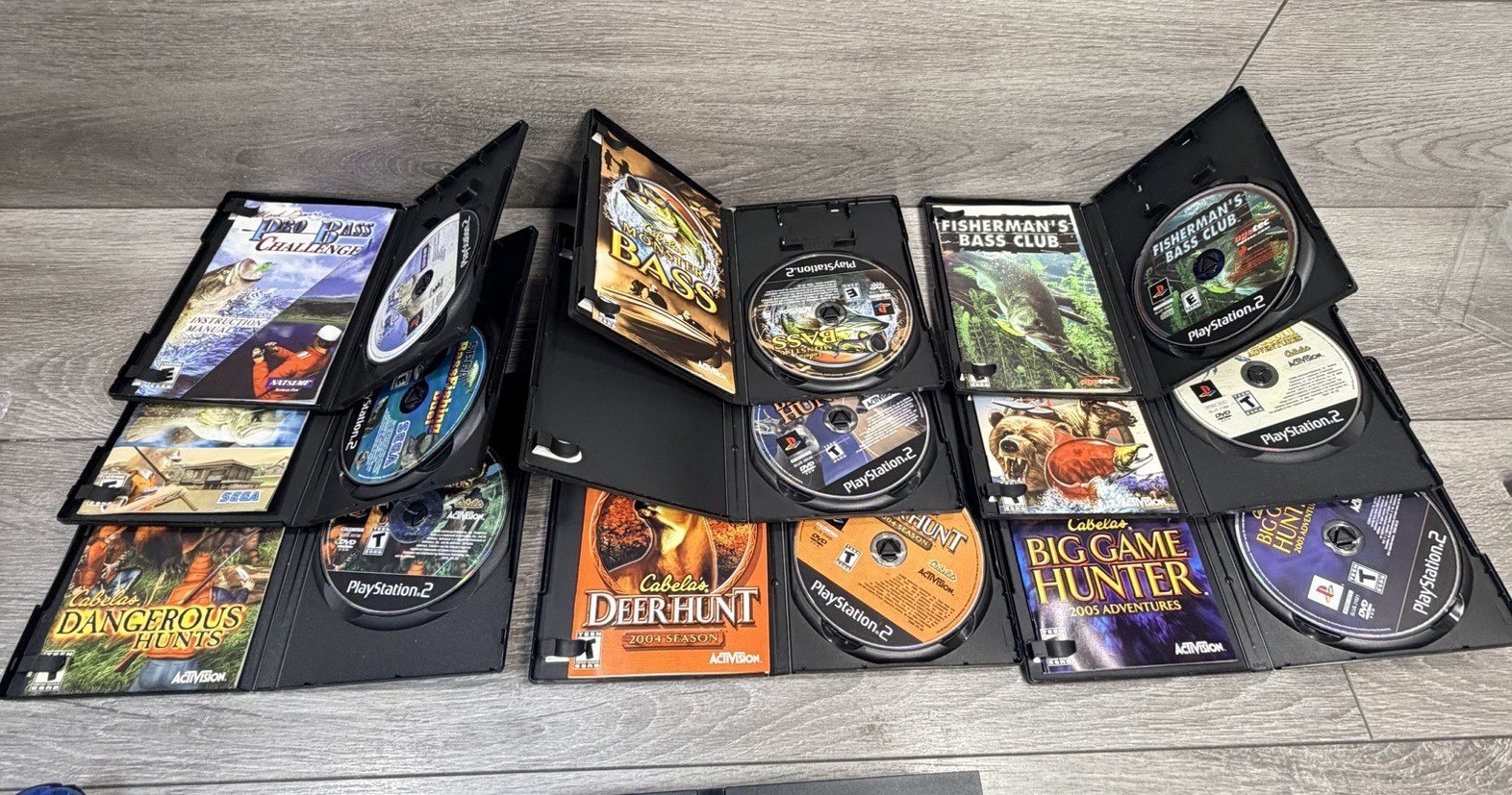 NICE! HUNTING & FISHING Bundle Lot Sony PlayStation 2 PS2 Slim Console Cabela’s