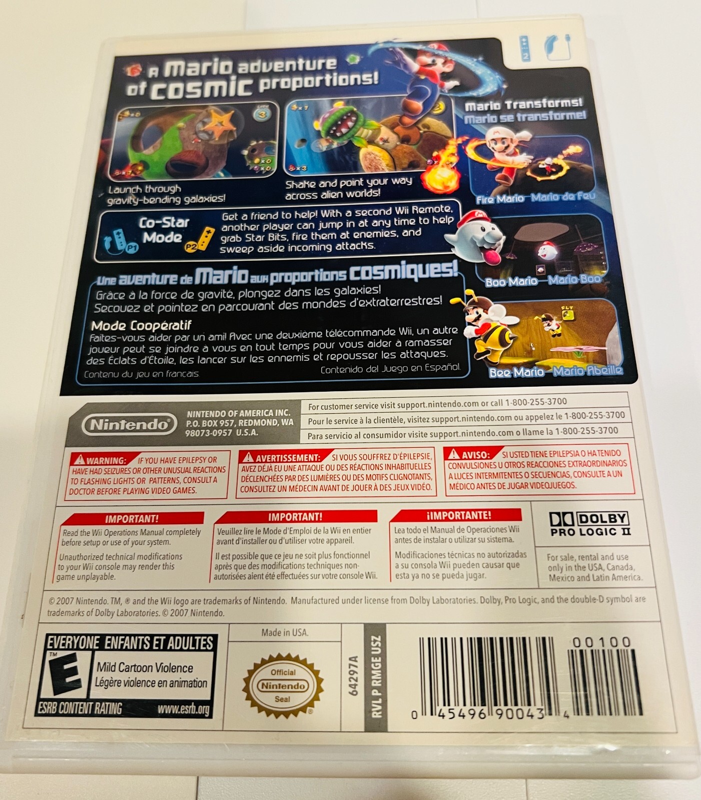 NINTENDO Wii SUPER MARIO GALAXY WITH MANUAL CIB 2010 TESTED WORKING