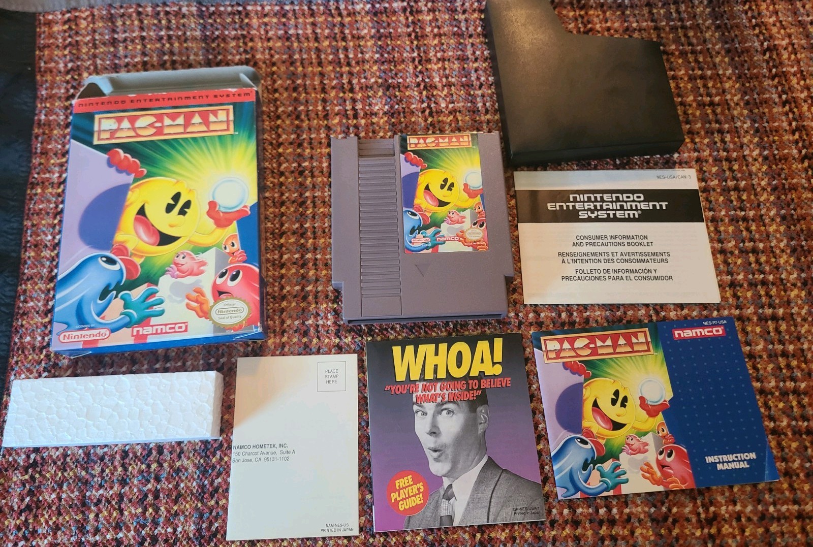 Pac Man Nes Namco Cib w/ reg card Authentic Tested Working Nintendo