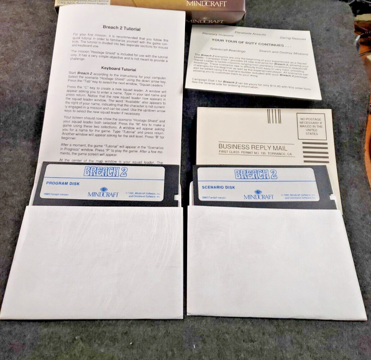 Breach 2 Mindcraft Game – (IBM, 1990) 5.25” Floppy – PC Big Box ……….(SB3)