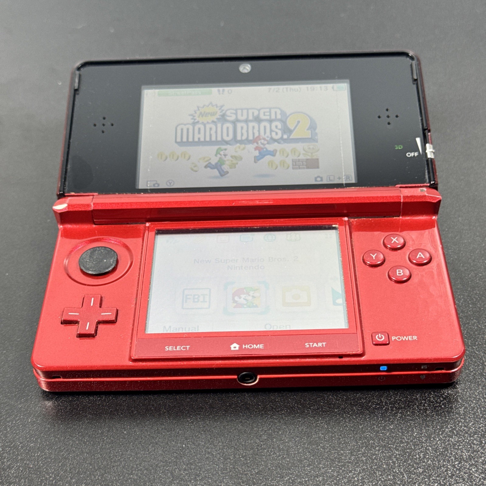 Nintendo 3DS Flame Red 32GB SD Card/game & Carry Case (Tested & Working)