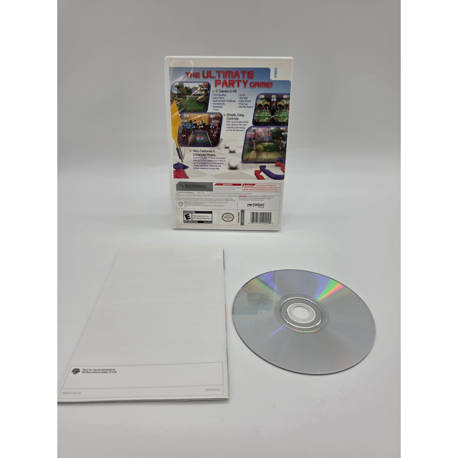 Game Party 2 Nintendo Wii Complete CIB WB Games Darts Horseshoes Hoop Shoot